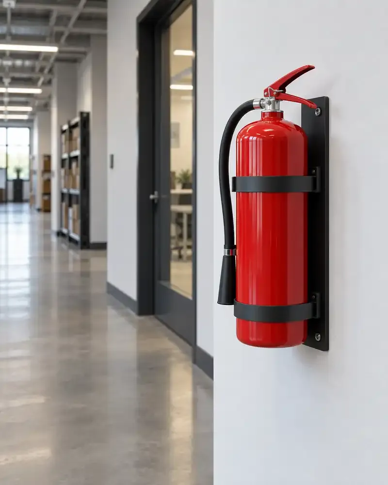 Colgador instalado en pared de área de trabajo
