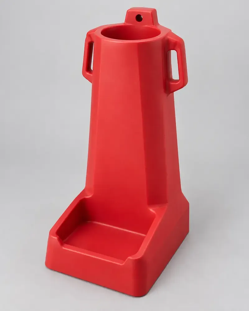 Base roja de piso con alojamiento para cilindro